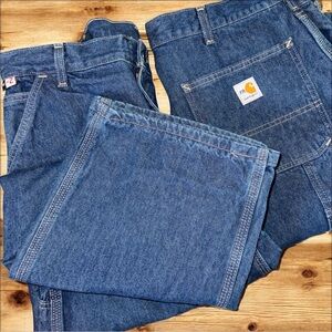 2 Pair Carhartt FRB13-DNM FR Flame Resistant Denim Carpenter Jeans 36x30 CAT 2